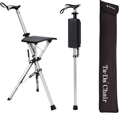 Hiking Pole, Large, 35″ Folding Walking Stick with Seat, Walking Cane, Chair,