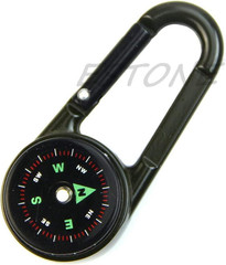 Outdoor Multifunctional Hiking Metal Carabiner Compass Thermometer Keychain Meta