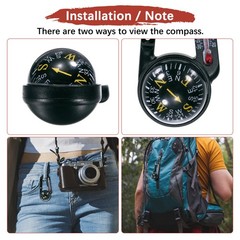 Keychain Compass [2PCS] – Ball Compass and Thermometer Buckle – [Black, Yellow]