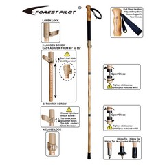 Adjustable Beech Wood Trekking Pole – Quick Flip-Lock, Leather Strap, Black