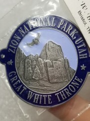 Zion National Park Great White Throne Walking Hiking Stick Medallion / Badge