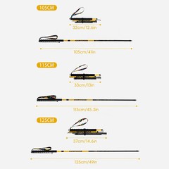 Ultralight Carbon Fiber Folding Trekking Pole Hiking Trail Running 105-125cm