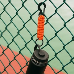 YCConcept 2 Pieces Carabiner Keychain Hook Paracord 6.1 inches, Black+orange