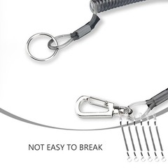 6Pcs Reusable Elastic Key Chains for Fishing Tools Grey PU Coiled Steel Wire
