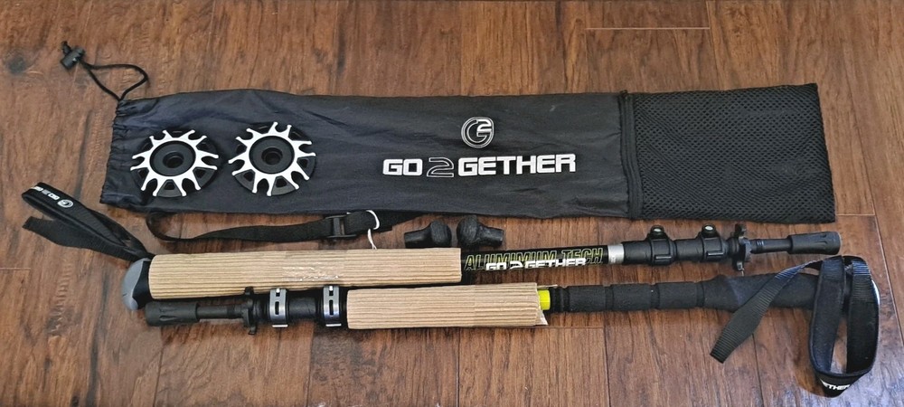 Set of Go 2 Gether Aluminum Collapsible Trekking Poles 115-135CM 43.5″ Yellow