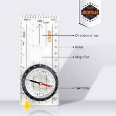 AOFAR Map Compass AF-5D Hiking Camping Backpacking Emergency Outdoor Survival