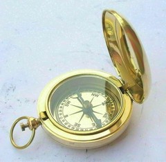 Brass Pocket Compass with Push Button – Portable Navigation Tool