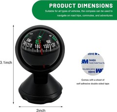 Adjustable Car Dashboard Compass, Portable Navigation Ball for Car Truck & Boat