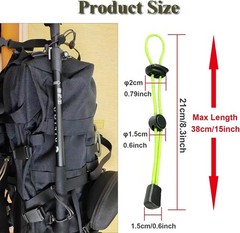 10PCS Elastic Hiking Stick Holders with Adjustable Length and Reflective Stripes