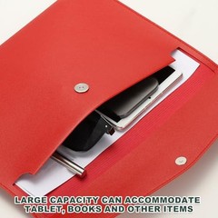 PU Leather A4 File Folder, Document Holder Filing Organizer Portfolio Red