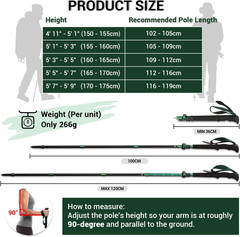 Collapsible Trekking Poles for Hiking – Lightweight Folding Walking Sticks for M