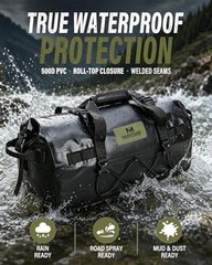 Waterproof Motorcycle Dry Bag, Tail Saddle Luggage with 4 Quick 60 liters