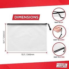 -USA – Mesh Zipper Pouch Document Bag – A4 Letter Size Pack – Clear 50 Black