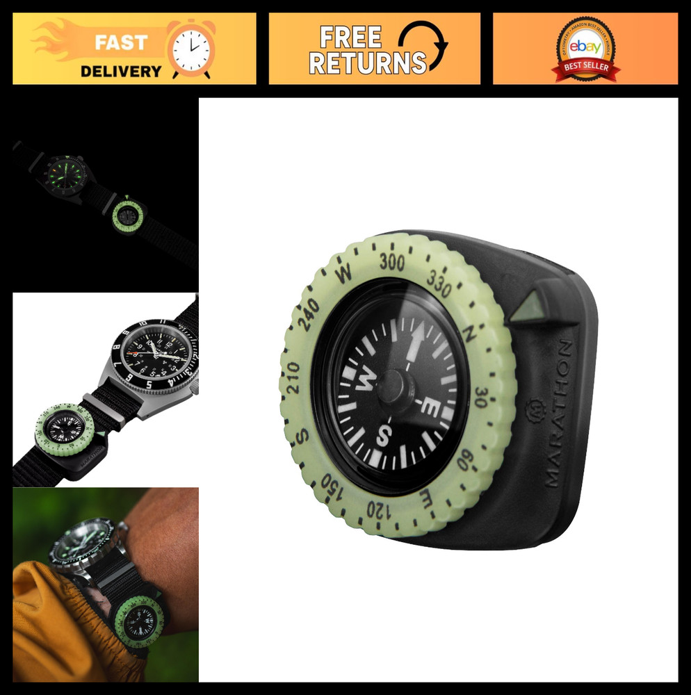 Military Grade Clip-On Wrist Compass | Glow in Dark Bezel | Survival Evasion Too