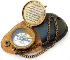 Engraved Compass With Leather For Men, Trust in The Lord Halloween Christmas