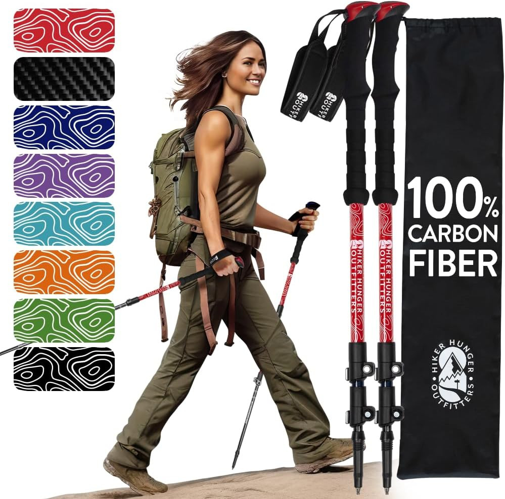 100% Carbon Fiber Trekking Poles by USA Brand – Ultra Strong Lightweight Collaps