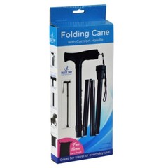New Blue Jay Black Folding Cane With Comfort Handle Pistol Grip