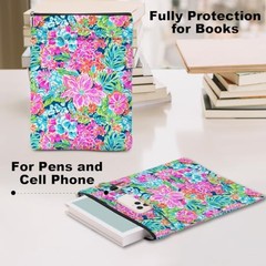 Book Sleeve Book Lovers Gifts Waterproof Books Pouch Protector Pink Flower 1273