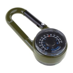 Outdoor Multifunctional Hiking Metal Carabiner Mini Compass Thermometer Keychain