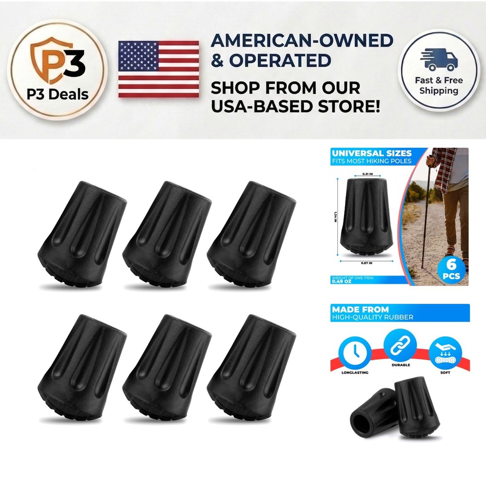 Durable 6-Pack Hiking Pole Tips – Safe Grip for Every Your Trekking Adventure