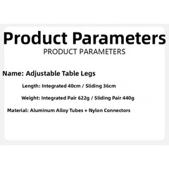 Adjustable Foldable Aluminum Table Legs Outdoor Camping For IGT Tubes 14mm 16mm