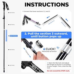 7075 Aluminum Collapsible Trekking Poles for Hiking, 43-53 Inch Adjustable 2 Pac
