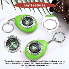 Keychain Compass [10PCS] – Survival Pocket Mini Compass with Key Ring – [Green]