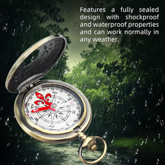 Vintage Steampunk Pocket Compass, Zinc Alloy Camping Survival Compass Hollow Cam