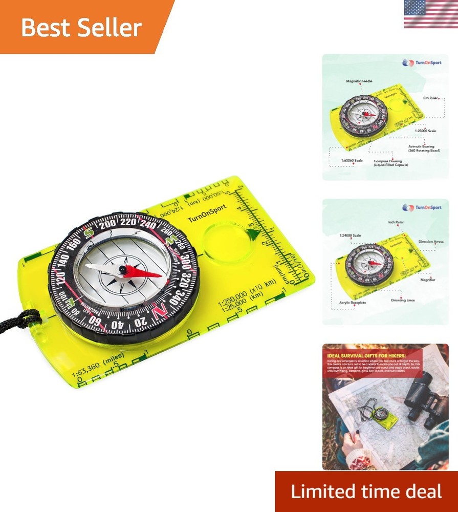 High-Quality Orienteering Compass with Magnifying Lens – Perfect for Adventures
