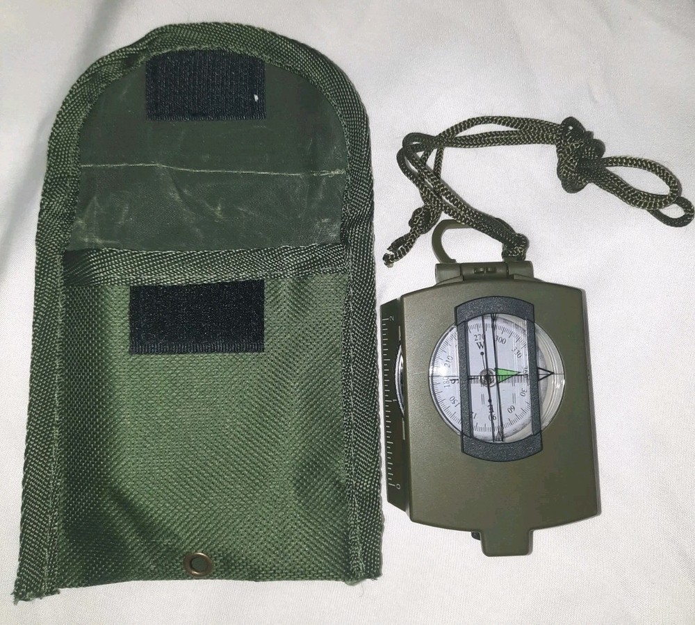 Compass Military Lensatic Sighting Camping w/ Carrying Bag Waterproof