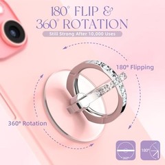 Transparent Phone Ring Holder 2 Pcs, Clear Cell Phone Ring 2 Silver Diamond