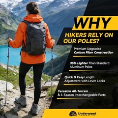 Carbon Fiber Trekking Poles Lightweight – Collapsible Hiking Poles with Cork