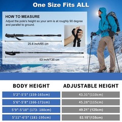 2X Hiking Trekking Poles Nordic Walking Sticks Adjustable Anti-shock Alpenstock