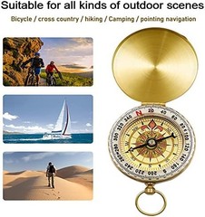 Camping Survival Compass for Hiking,Small Golden Pocket Compass for Kids,Glow in