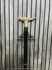 AURA 37″ Brass Peacock Bird Handle Walking Stick Rosewood Cane Grandfather Gift
