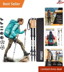 Ultra-Light Carbon Fiber Trekking Poles with Cork Grips – All-Season Accessor…