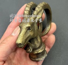 Brass Goat Head Walking Stick Cane Handle Top Topper Hand Grip Holder Decor