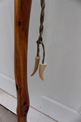 Custom Made Diamond Willow Walking Hiking Stick with Carved Antler Morel Topper