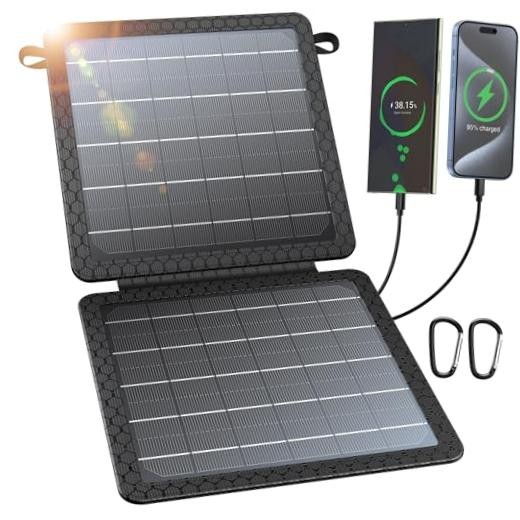Portable Solar Charger(5V/2A Max), Small Foldable Solar Panel with USB-C 10W