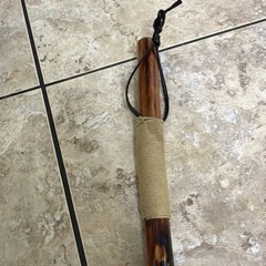 Wood Walking Stick Brown Hiking with Wrist Strap and Rubber Tip