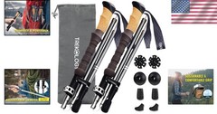 Adjustable Height Trekking Poles with Cork Grip – Perfect for Hikers & Travelers