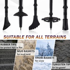 2X Telescopic Trekking Poles Nordic Walking Hiking Sticks Collapsible Alpenstock