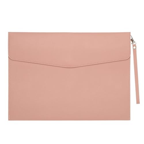PU Leather A4 File Folder, Document Holder Filing Organizer Portfolio Pink