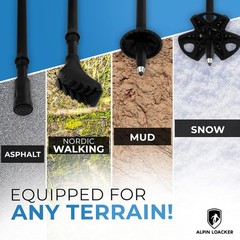 ALPIN LOACKER Collapsible Trekking Poles for Hiking I Aluminium 39-47″, Black