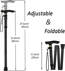 Aluminum Alloy Walking Sticks & Foldable Anti-Slip Hiking Stick – Length Adju…