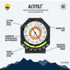 Sun Company AltiTilt – Dashboard Altimeter/Inclinometer for Off-Road Vehicles