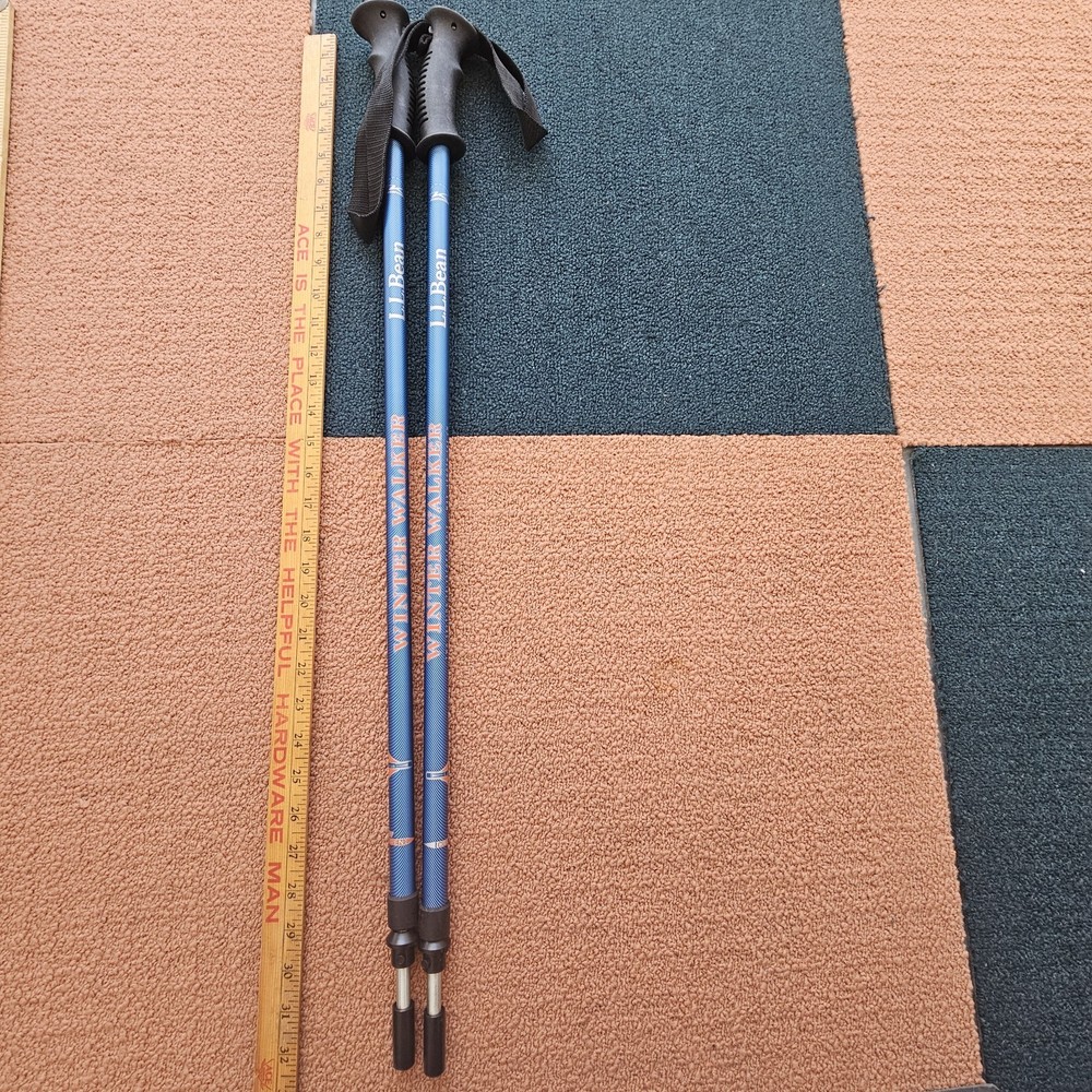 LL Bean Winter Walker Walking Hiking Sticks Set Telescopic Pole 110-145cm Bk1a
