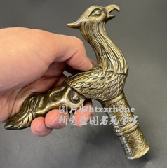 Brass Holy Phoenix Walking Stick Cane Handle Top Topper Hand Grip Holder Decor