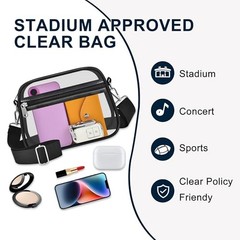 Clear Bag for Stadium Events Clear Purse Stadium Bag Satchel Small Grey Clear