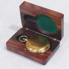 Handmade Brass Hunter Cased Compass Arrow Hand in Wood Case ~ Clean Works